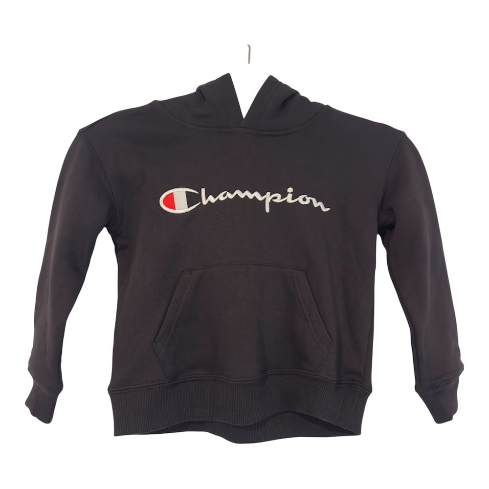 Champion Kids Black Pullover Hoodie Script Logo Sweatshirt Size 5 C734HD001